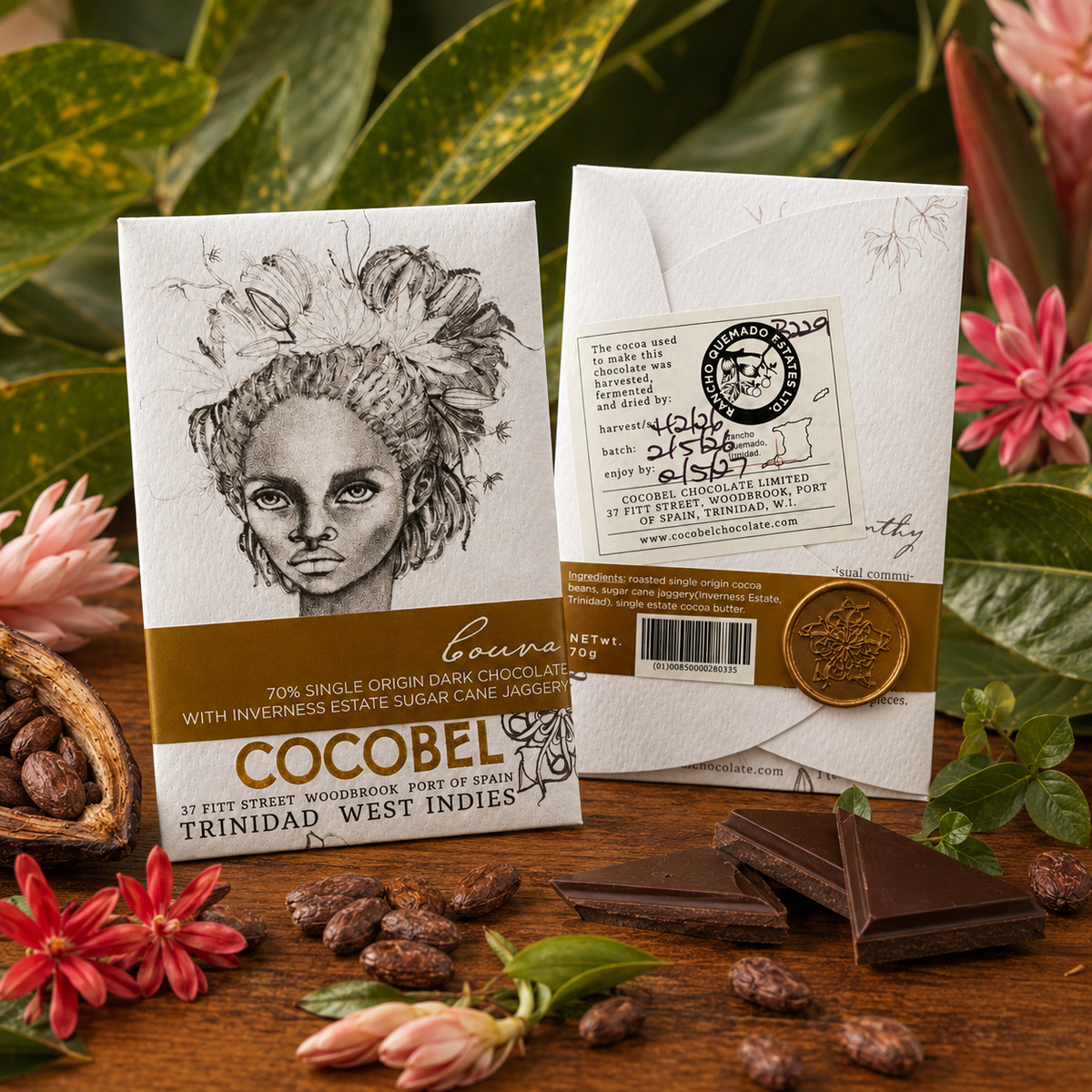 Couva 70% Dark Chocolate with Inverness Jaggery Sugar | Single-Estate Trinitario Chocolate | Award-Winning