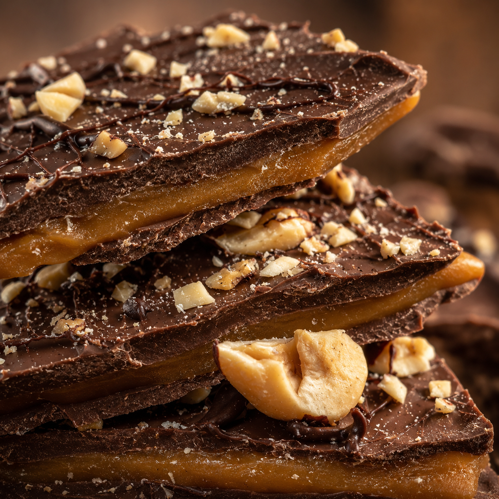 Hazelnut Coffee Toffee | Milk Chocolate Coffee Butter Toffee with Toasted Hazelnuts | Artisan Trinidad Confection