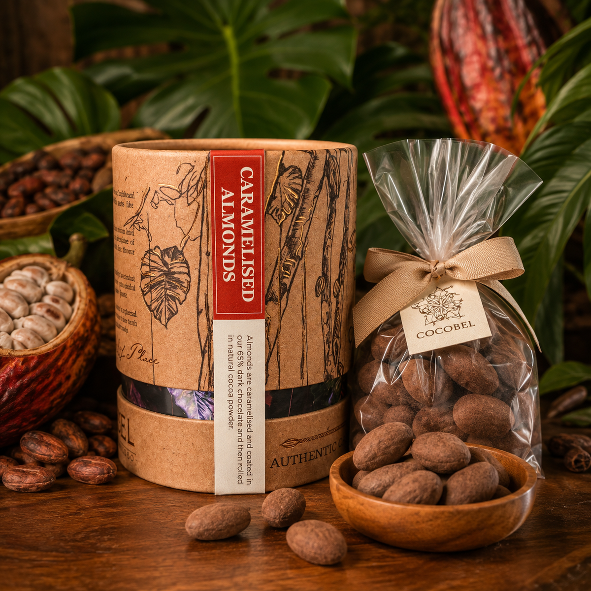 Caramelised Almond Dragées | 65% Dark Chocolate Coated Almonds | Artisan Trinidad Chocolate