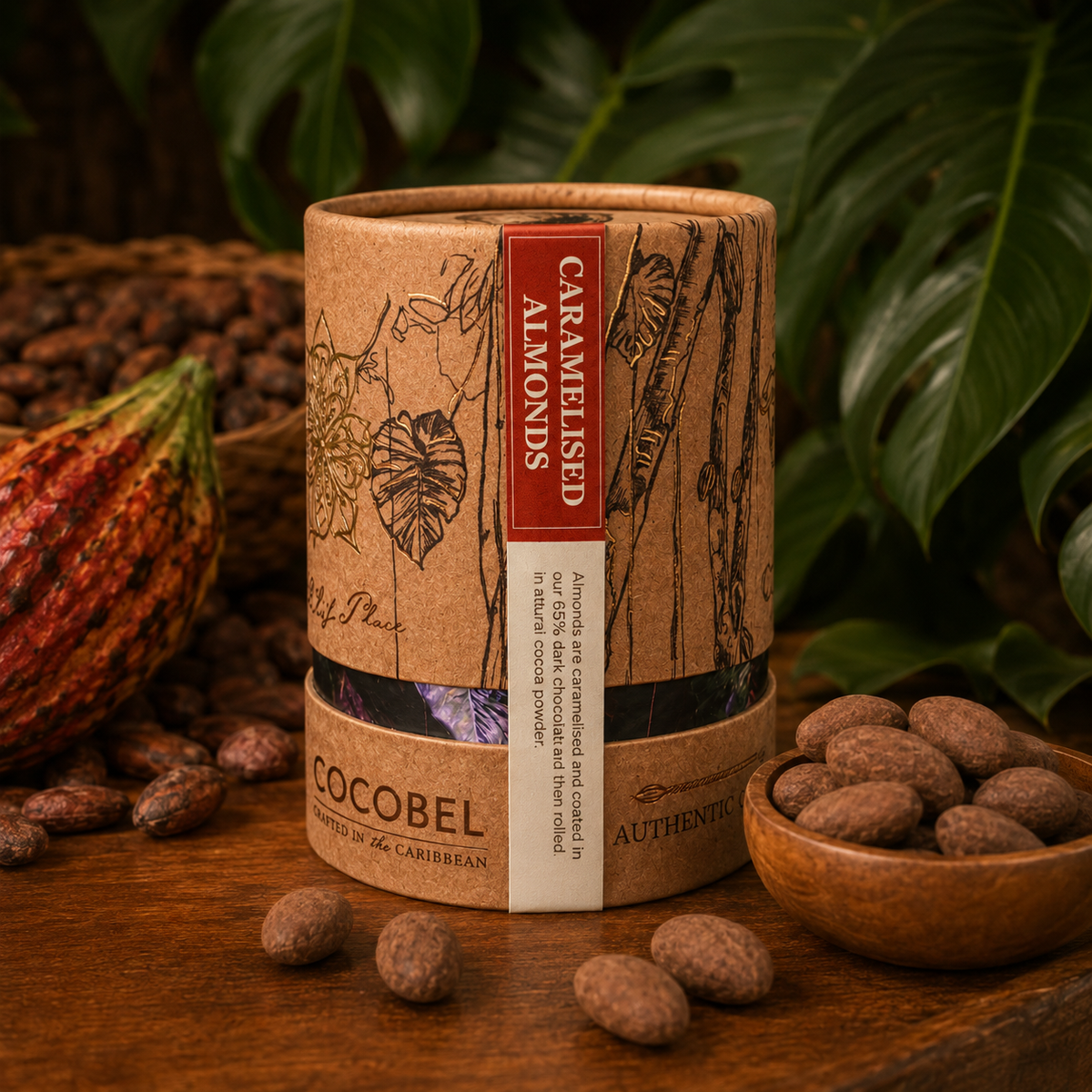Caramelised Almond Dragées | 65% Dark Chocolate Coated Almonds | Artisan Trinidad Chocolate