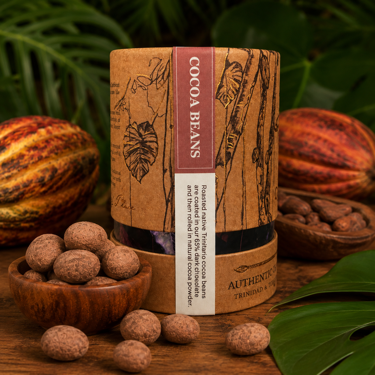 Cocoa Bean Dragées | Whole Roasted Cocoa Beans Coated in 65% Dark Chocolate | Artisan Trinidad Chocolate