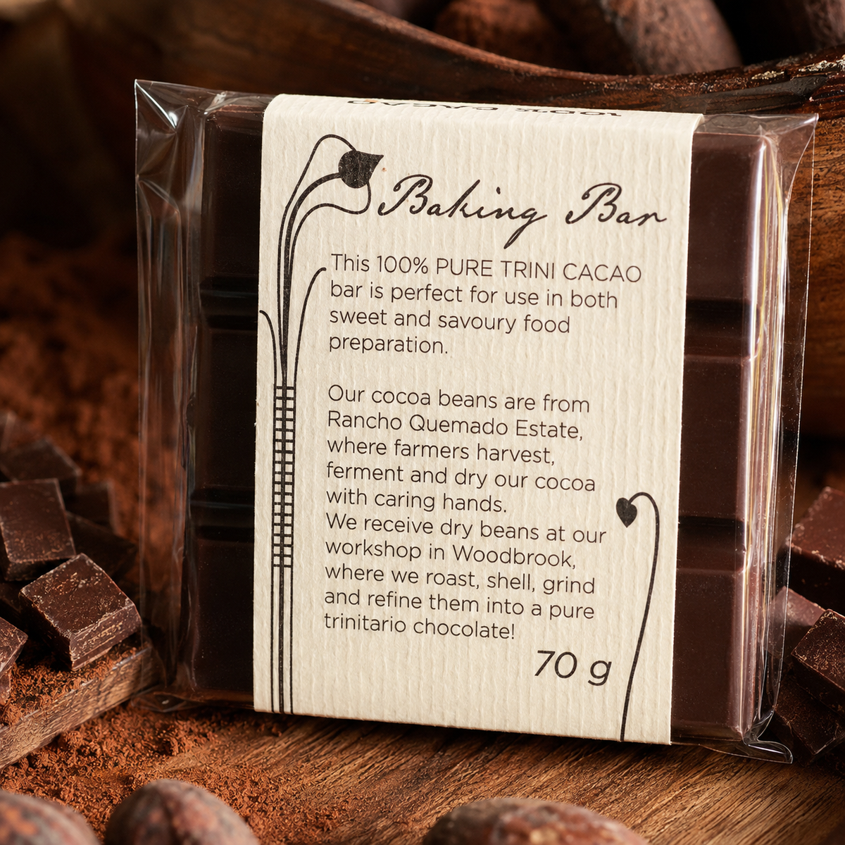 100% Baking Chocolate Bar | Unsweetened Pure Cocoa | Artisan Baking Chocolate from Trinidad & Tobago