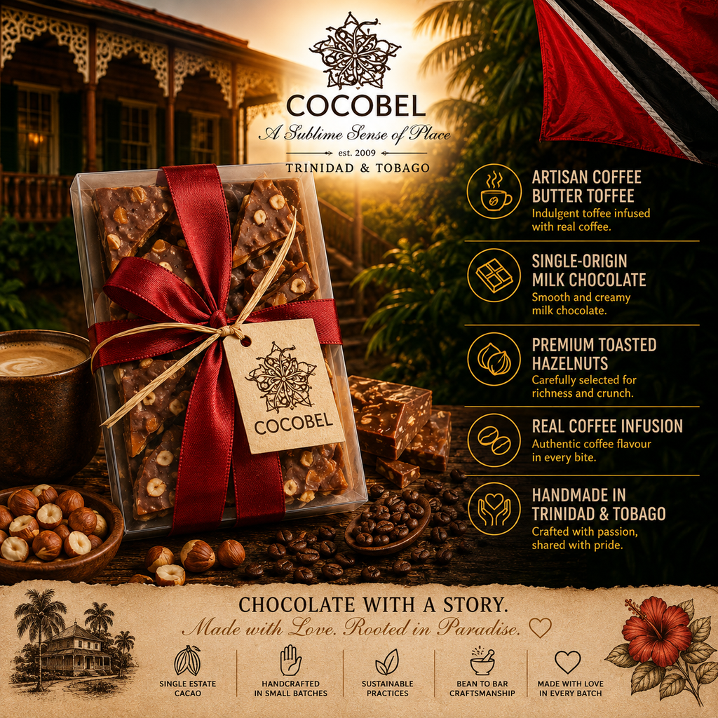 Hazelnut Coffee Toffee | Milk Chocolate Coffee Butter Toffee with Toasted Hazelnuts | Artisan Trinidad Confection
