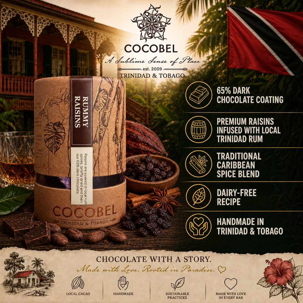 Rummy Raisins Dragées | Rum-Soaked Raisins Coated in 65% Dark Chocolate | Artisan Trinidad Chocolate